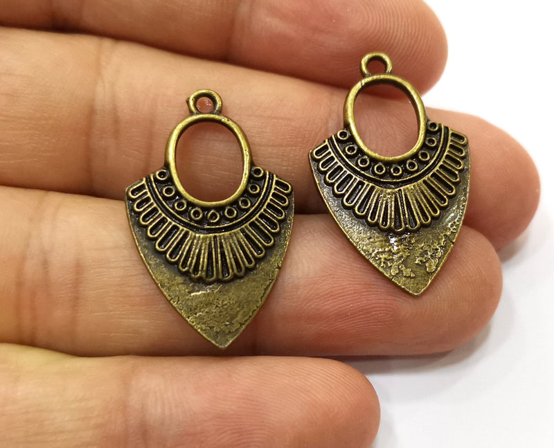 4 Bronze Charms Antique Bronze Plated Charms (31x20mm)  G18274