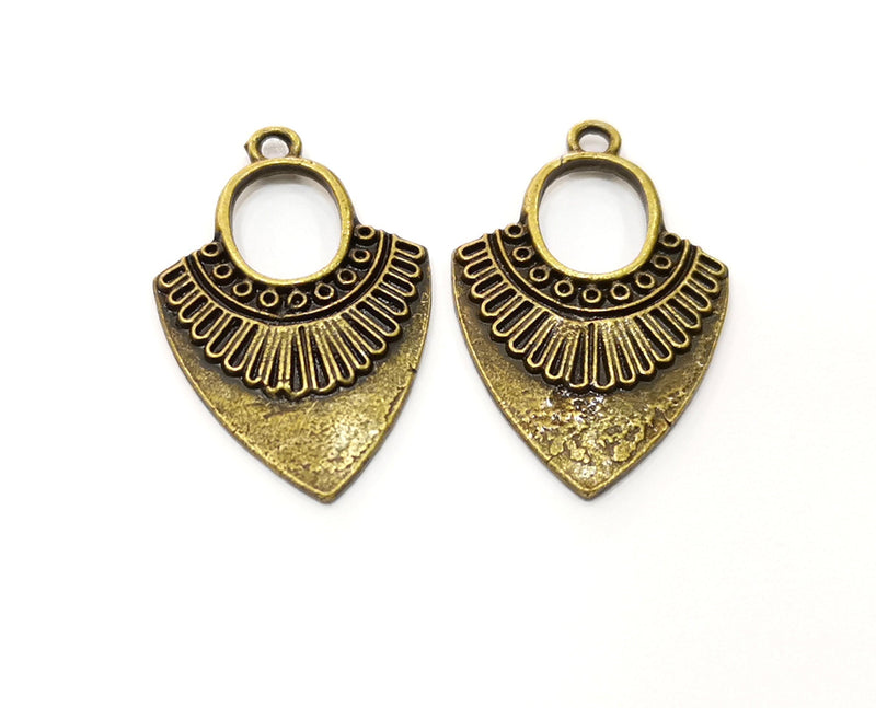 4 Bronze Charms Antique Bronze Plated Charms (31x20mm)  G18274