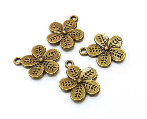 10 Flower Charms Antique Bronze Plated Charms (19x16mm)  G18275