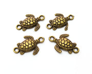 10 Sea Turtle Charms Connector Antique Bronze Plated Charms (20x14mm)  G18277