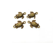 10 Sea Turtle Charms Connector Antique Bronze Plated Charms (20x14mm)  G18277