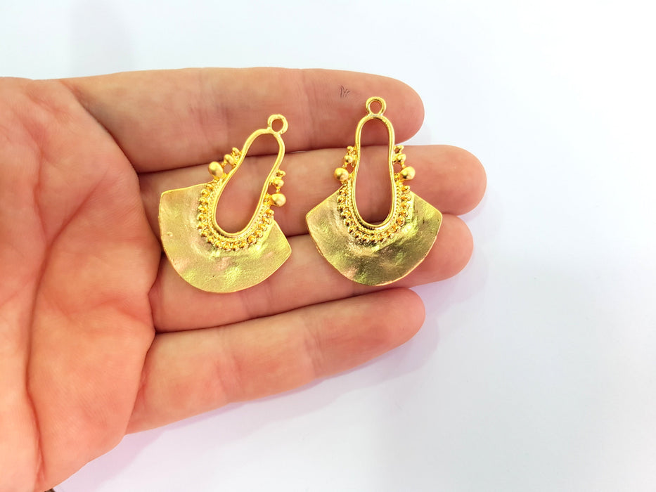 2 Gold Charms Gold Plated Charms  (40x29mm)  G18280