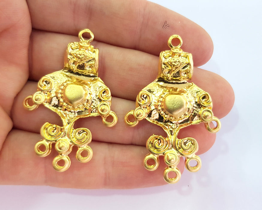 2 Gold Charms Gold Plated Charms  (47x31mm)  G18281