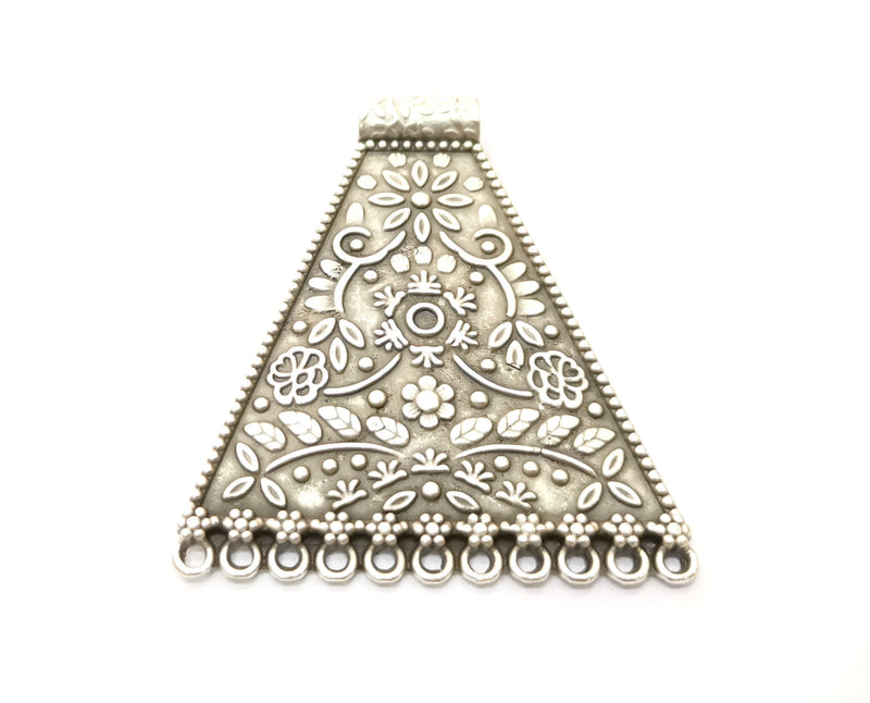 Silver Flower Pendant Antique Silver Plated Pendant (68x58mm)  G17877
