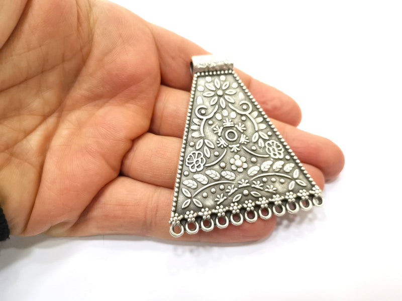 Silver Flower Pendant Antique Silver Plated Pendant (68x58mm)  G17877