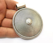 Silver Large Pendant Antique Silver Plated Pendant (80x66mm)  G17878