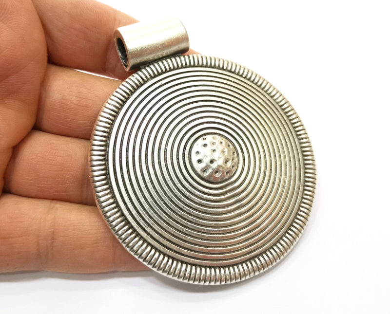 Silver Large Pendant Antique Silver Plated Pendant (80x66mm)  G17878