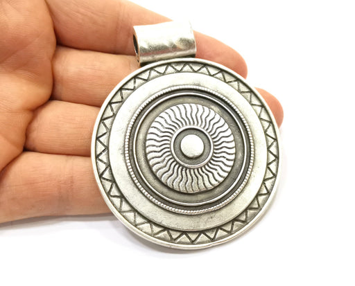 Silver Large Pendant Antique Silver Plated Pendant (76x62mm)  G17881