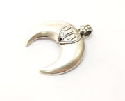 Silver Crescent Pendant Antique Silver Plated Pendant (43x39mm)  G17883