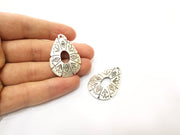 2 Silver Charms Antique Silver Plated Charms (39x26mm)  G17892