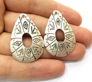 2 Silver Charms Antique Silver Plated Charms (39x26mm)  G17892