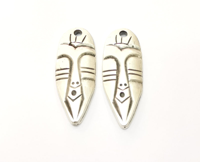 2 Silver Charms Antique Silver Plated Charms (39x15mm)  G17894