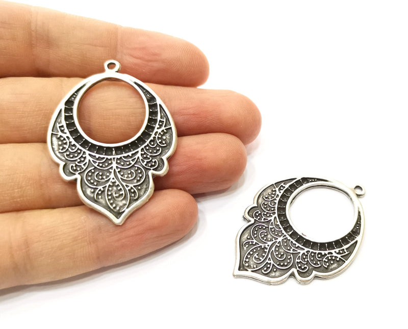 2 Silver Charms Antique Silver Plated Charms (47x33mm)  G17895
