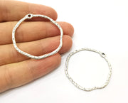 10 Silver Circle Charms Antique Silver Plated Metal (43 mm)  G17897