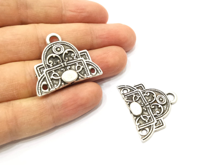 2 Silver Charms Antique Silver Plated Charms (35x28mm)  G17899