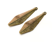 2 Bronze Charms Antique Bronze Plated Charms (57x15mm) G18283