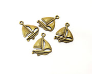 10 Sailing Ship Antique Bronze Plated Charms (23x17mm)  G18284