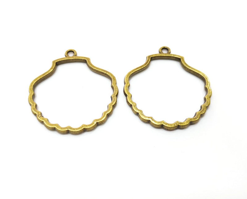 2 Sea Shell Charms Antique Bronze Plated Charms (44x38mm)  G18289