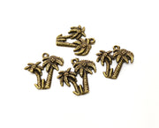 10 Palm Tree Charms Antique Bronze Plated Charms (20mm)  G18290