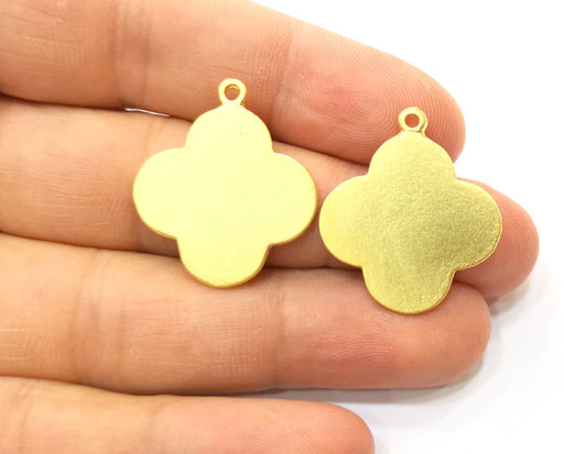 2 Gold Clover Charms Gold Plated Charms  (28x25mm)  G18301