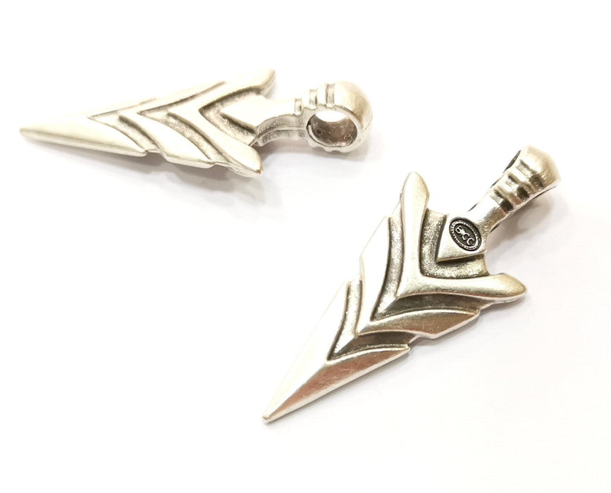 2 Silver Arrowhead Charms Antique Silver Plated Charms (47x20mm) G18302