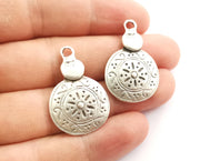 2 Silver Charms Antique Silver Plated Charms (33x22mm)  G18310