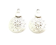 2 Silver Charms Antique Silver Plated Charms (33x22mm)  G18310