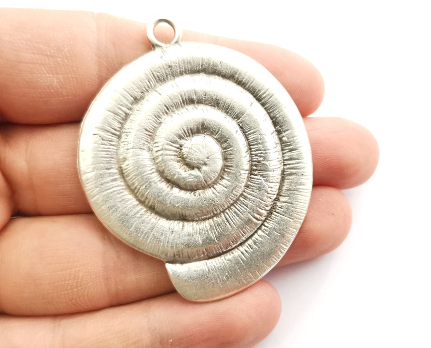 Silver Ammonite Charms Antique Silver Plated Charms (59x47mm)  G18312