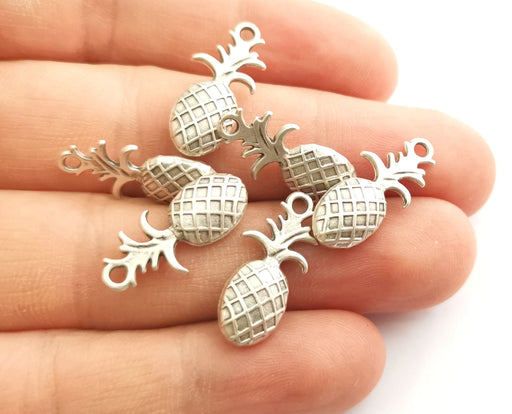 5 Pineapple Charms Antique Silver Plated Charms (22x9mm) G18317