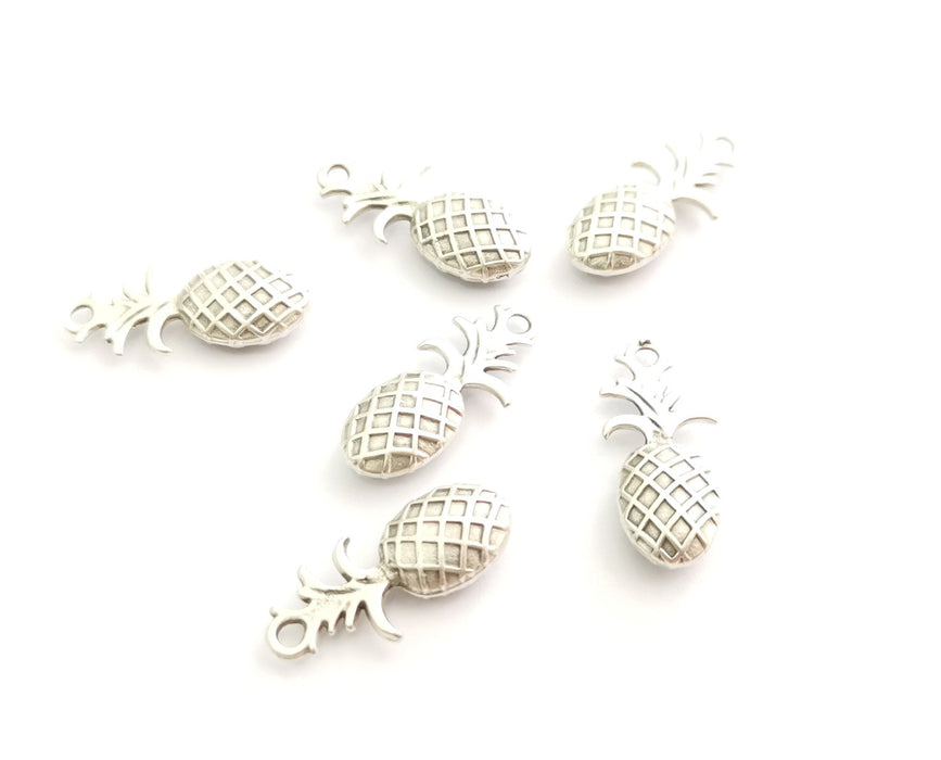 5 Pineapple Charms Antique Silver Plated Charms (22x9mm) G18317