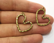 10 Bronze Hammered Heart Charms Antique Bronze Plated Charms (25x26mm)  G18328