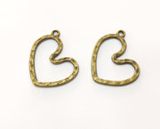 10 Bronze Hammered Heart Charms Antique Bronze Plated Charms (25x26mm)  G18328