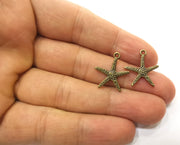 10 Starfish Charms Antique Bronze Plated Charms (20x18mm)  G18329