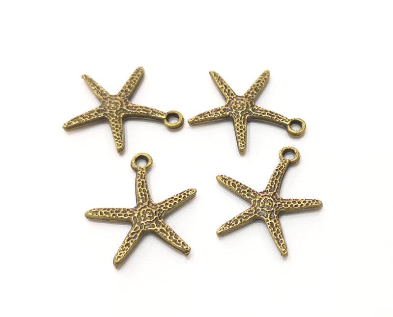 10 Starfish Charms Antique Bronze Plated Charms (20x18mm)  G18329