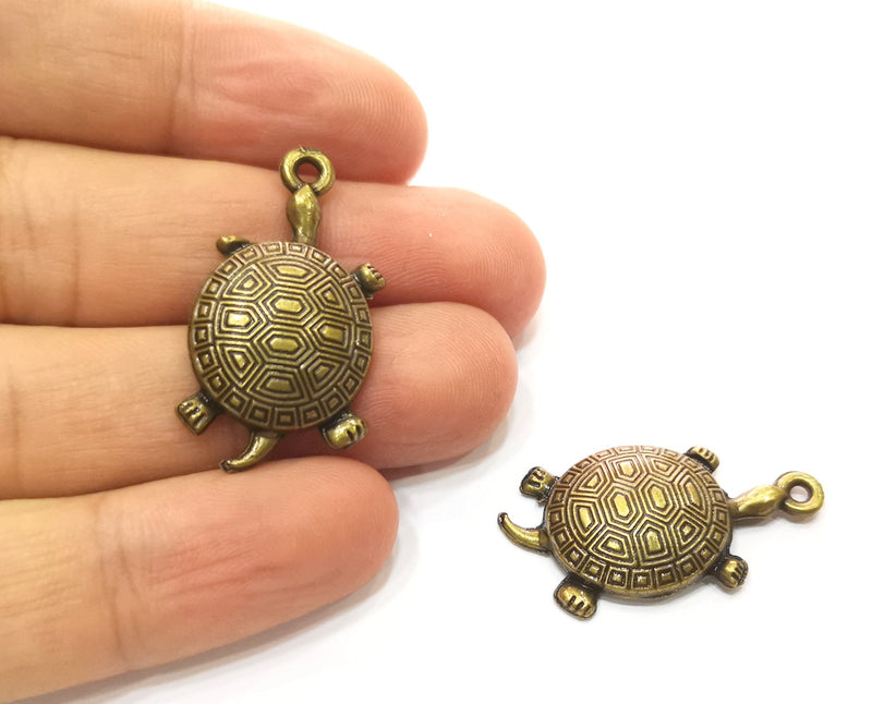 4 Turtle Charms Antique Bronze Plated Charms (35x18mm)  G18332