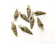 10 Sea Shell Charms Antique Bronze Plated Charms (24x7mm)  G18333