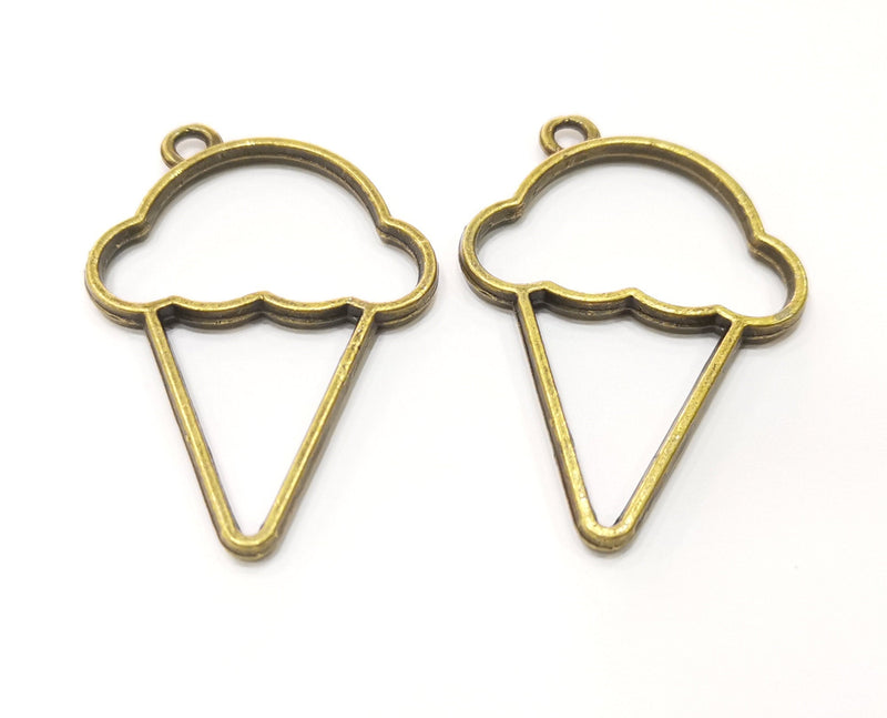 2 Ice Cream Charms Antique Bronze Plated Charms (45x32mm)  G18335