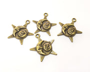 10 Sun,Moon and Star Charms Antique Bronze Plated Charms (27x24mm)  G18336
