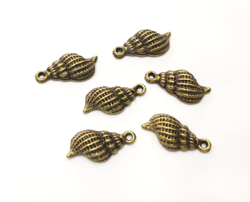 10 Conch Sea Shell Charms Antique Bronze Plated Charms (20x10mm)  G18338