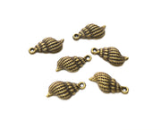10 Conch Sea Shell Charms Antique Bronze Plated Charms (20x10mm)  G18338