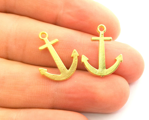10 Anchor Charms Gold Plated Charms (21x16mm) G18340