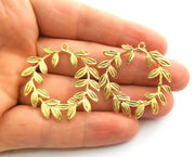 2 Foliage Crown Charms Gold Plated Charms (38mm) G18346