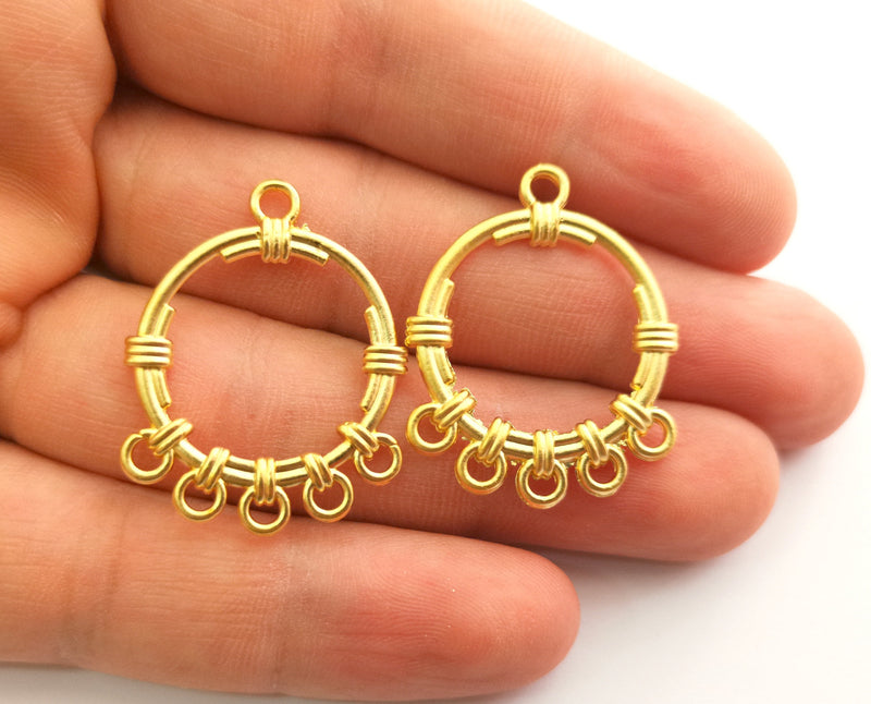 4 Gold Charms Connector Gold Plated Charms (33x27mm)  G18348