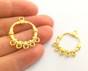 4 Gold Charms Connector Gold Plated Charms (33x27mm)  G18348