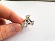 Silver Claw Ring Blank Ring Setting Cabochon Base Ring Mounting Adjustable Ring Bezel (22x12 mm)Antique Silver Plated Brass G17911