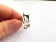 Silver Claw Ring Blank Ring Setting Cabochon Base Ring Mounting Adjustable Ring Bezel (22x12 mm)Antique Silver Plated Brass G17911