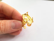 Gold Claw Ring Blank Ring Setting Cabochon Base Ring Mounting Adjustable Ring Bezel (22x12 mm) Gold Plated Brass G17912