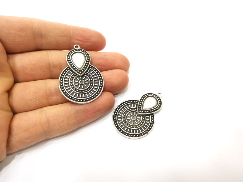 2 Silver Charms Antique Silver Plated Charms (41x28mm)  G17914