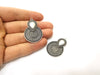 2 Silver Charms Antique Silver Plated Charms (41x28mm)  G17914