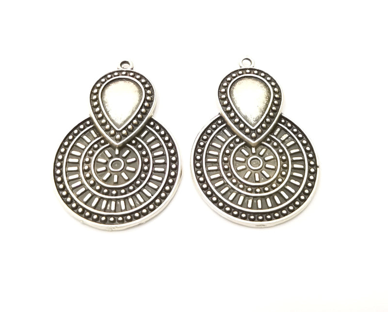 2 Silver Charms Antique Silver Plated Charms (41x28mm)  G17914